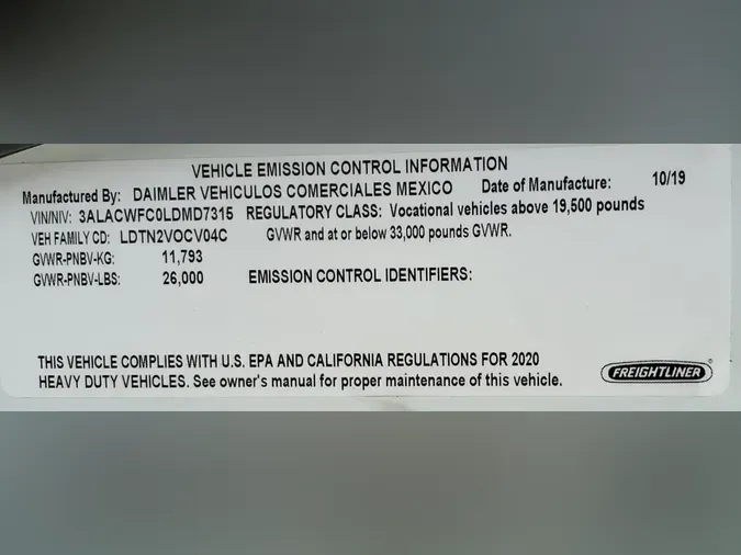 2020 FREIGHTLINER/MERCEDES M2 106