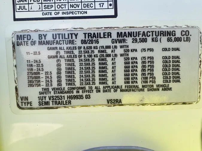 2017 UTILITY TRAILERS VS2RA 53/162/102