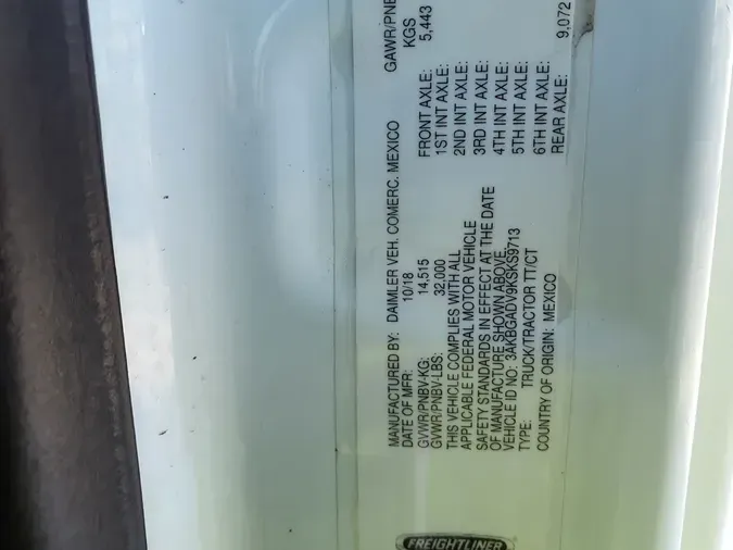 2019 FREIGHTLINER/MERCEDES CASCADIA 113