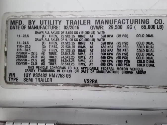 2017 UTILITY TRAILERS VS2RA 48/156/102