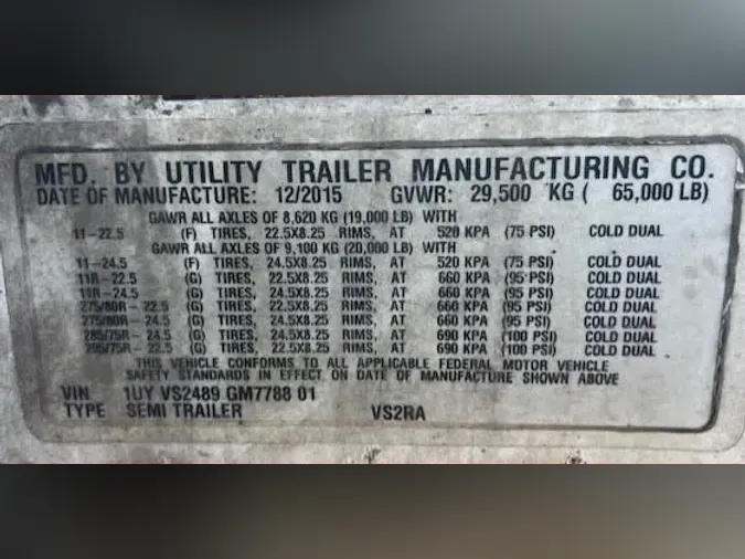 2016 UTILITY TRAILERS VS2RA 48/156/102