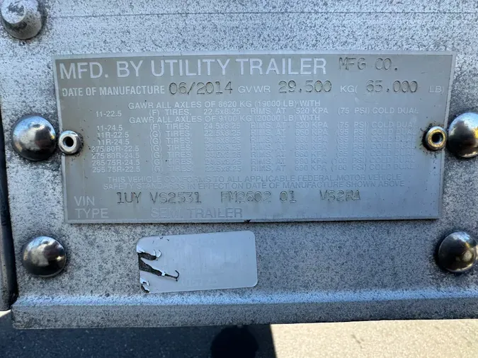 2015 UTILITY TRAILERS VS2RA 53/162/102