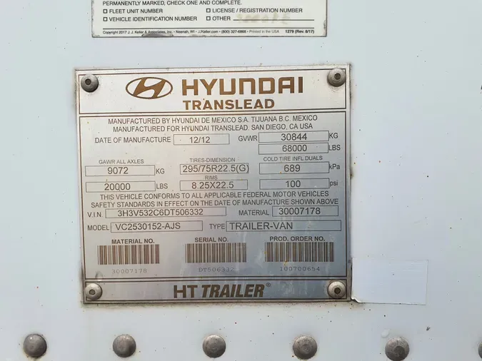 2013 HYUNDAI 53/102/162 ALUM