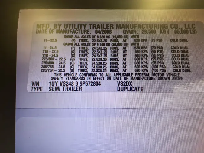 2009 UTILITY TRAILERS VS2DC 48/162/102