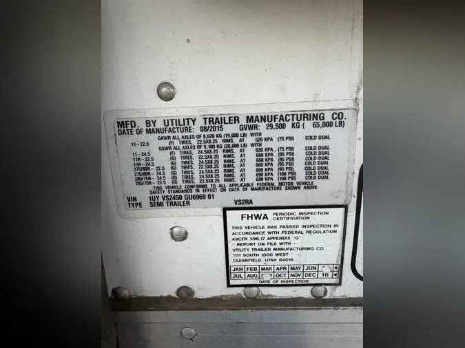 2016 UTILITY TRAILERS 45/162/96