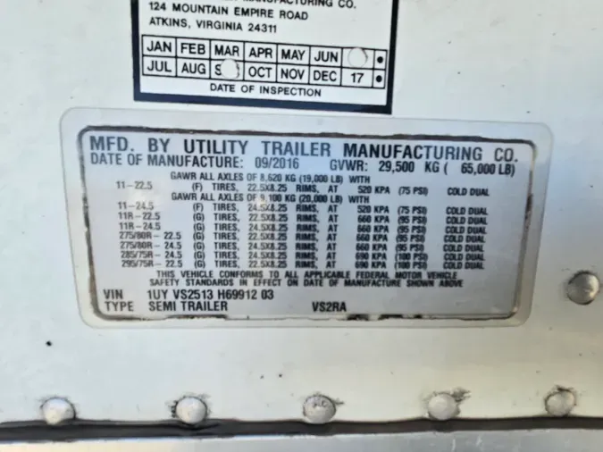 2017 UTILITY TRAILERS VS2RA 51/096/136