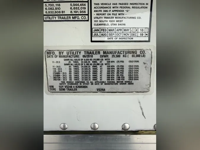 2019 UTILITY TRAILERS VS2RA 48/162/10257f5107a65d6ac2ebf98a55393c8783c