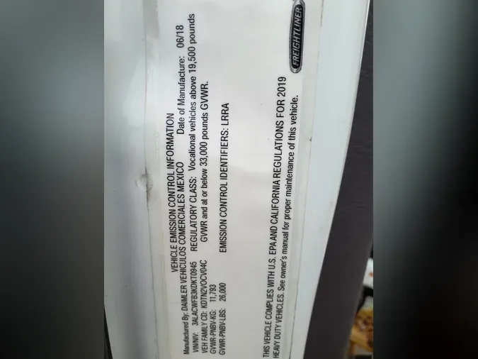 2019 FREIGHTLINER/MERCEDES M2 106