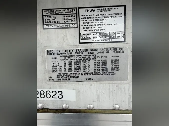 2019 UTILITY TRAILERS VS2RA 48/162/102