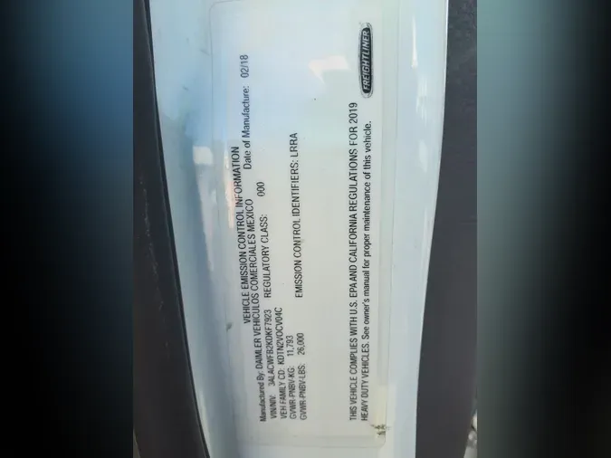 2019 FREIGHTLINER/MERCEDES M2 106