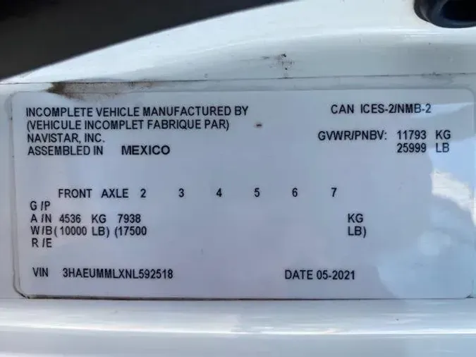 2022 International MV607