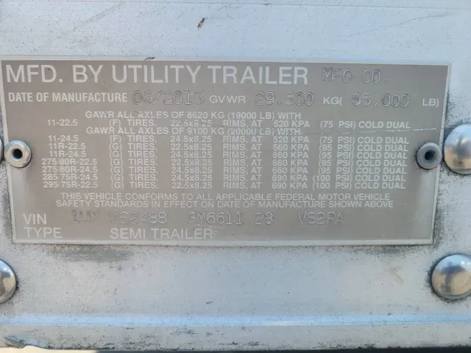 2016 UTILITY TRAILERS VS2RA 48/162/102