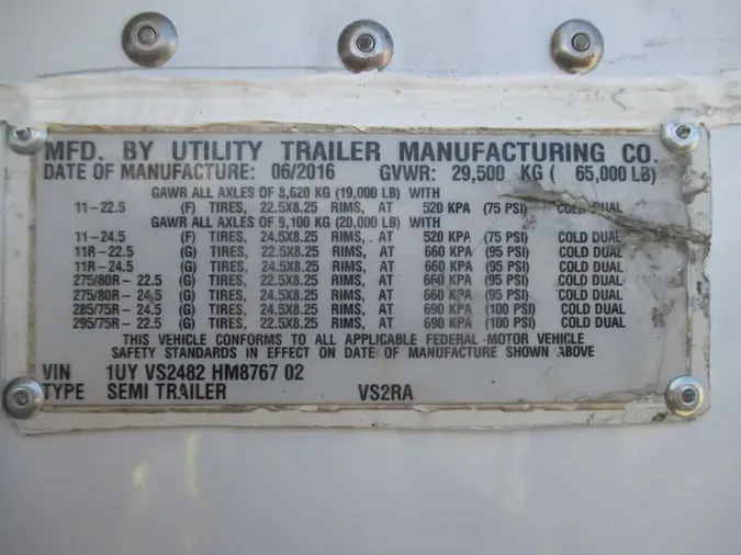 2017 UTILITY TRAILERS VS2RA 48/162/10265348ff322aaf3b10404dcf600fb652d