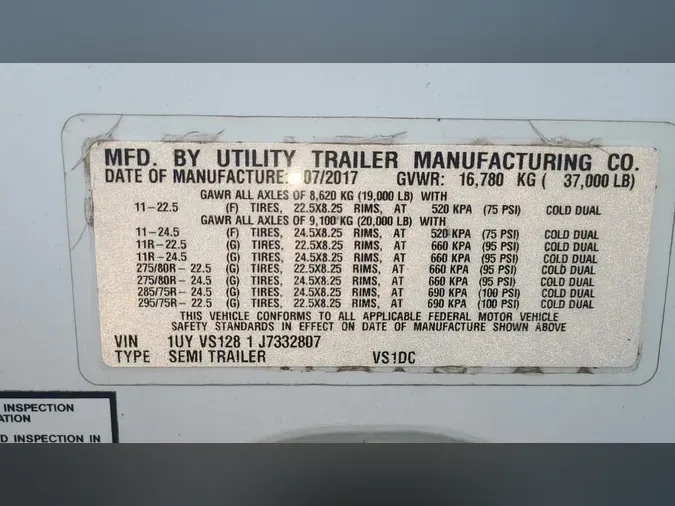 2018 UTILITY TRAILERS VS1DC 28/150/96