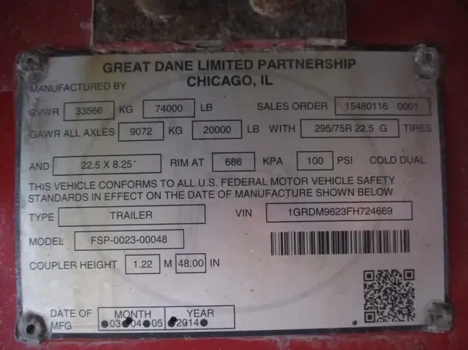 2015 GREAT DANE TRAILERS GPA-248 48/102666bab3dfe32a68f653d52cce0eab82e