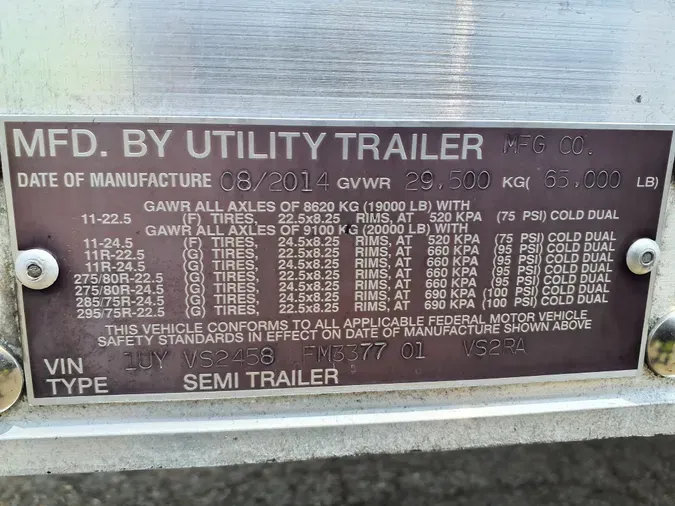 2015 UTILITY TRAILERS VS2RA 45/162/102