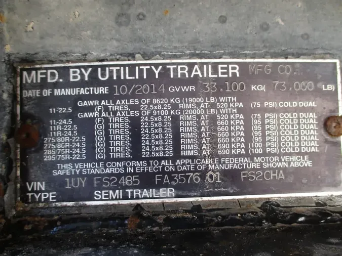 2015 UTILITY TRAILERS FS2CHA 48/1026795145f9957de202dbe1d5c861bb9cc