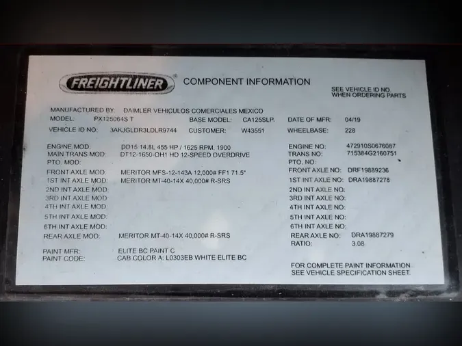 2020 FREIGHTLINER/MERCEDES CASCADIA 125