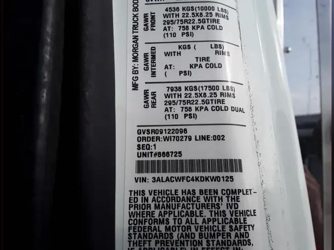 2019 FREIGHTLINER/MERCEDES M2 106
