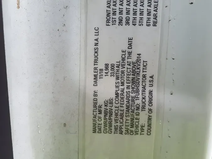 2019 FREIGHTLINER/MERCEDES NEW CASCADIA 116