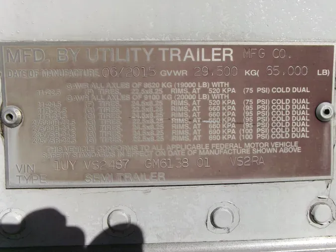 2016 UTILITY TRAILERS VS2RA 48/162/102