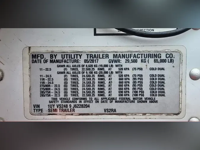 2018 UTILITY TRAILERS VS2RA 48/162/102