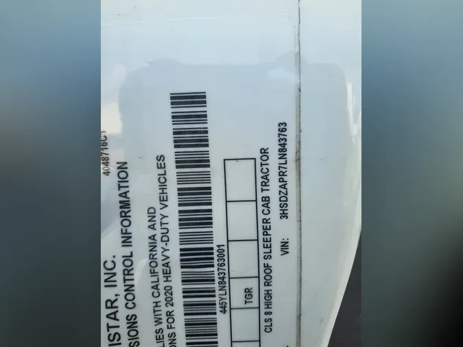 2020 NAVISTAR INTERNATIONAL LT625 SLPR CAB