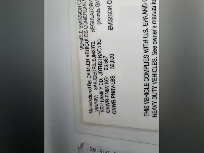 2018 FREIGHTLINER/MERCEDES CASCADIA 1257585285fbd9146c4190726ac65c46b69