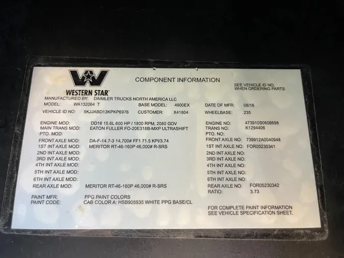2019 Western Star 4900EX
