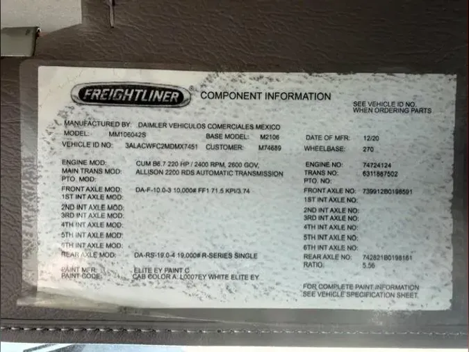 2021 Freightliner Business Class M2 106