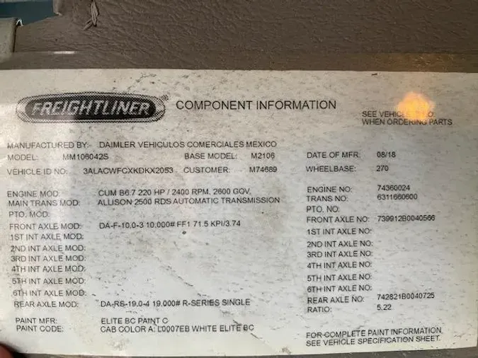 2019 Freightliner Business Class M2 106