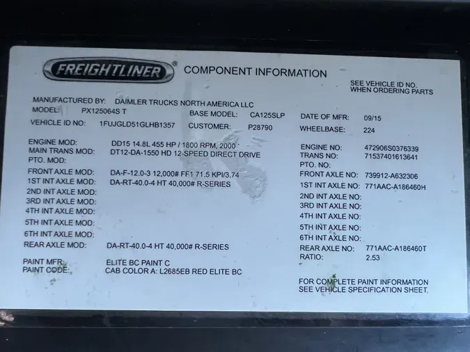 2016 Freightliner CA125 Cascadia