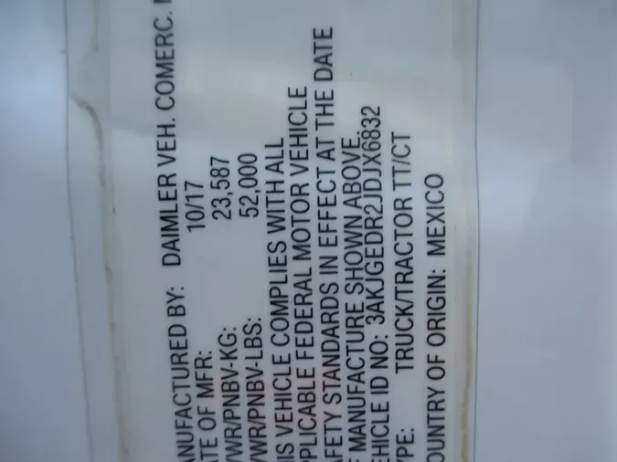 2018 FREIGHTLINER/MERCEDES CASCADIA 125