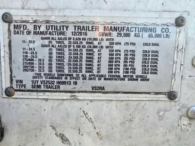 2017 UTILITY TRAILERS VS2RA 53/162/102