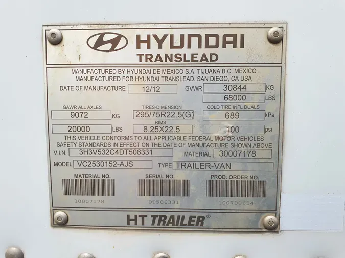 2013 HYUNDAI 53/102/162 ALUM