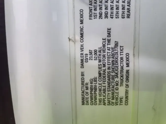 2020 FREIGHTLINER/MERCEDES CASCADIA 12582bdd97fb98be3001423caf84666c35d