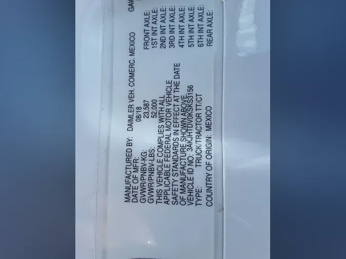 2019 FREIGHTLINER/MERCEDES NEW CASCADIA 116844618ddb6afff0809b93009157bc83b