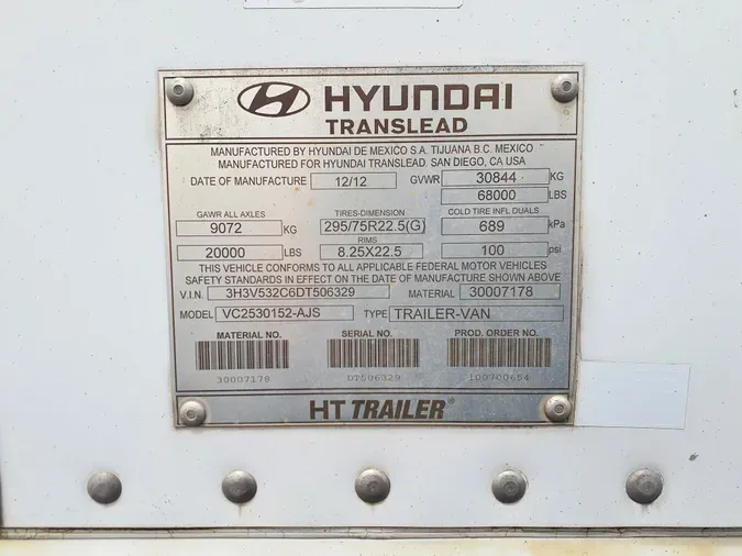 2013 HYUNDAI 53/102/162 ALUM