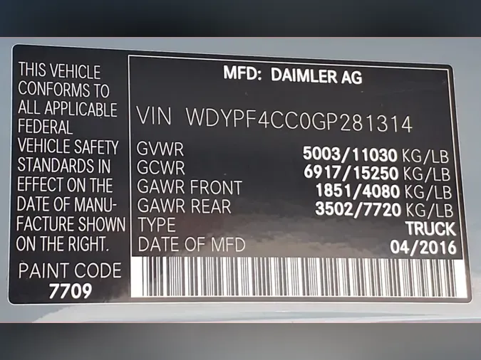 2016 MERCEDES-BENZ SPRINTER 3500