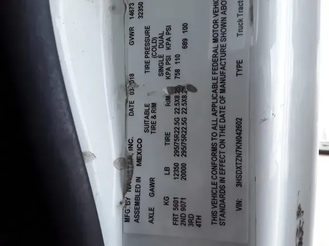 2019 NAVISTAR INTERNATIONAL RH613 DAYCAB S/A8714ad58db19f3624f3548b554ee3d24