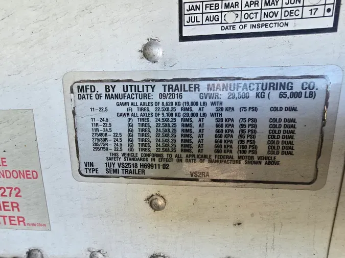 2017 UTILITY TRAILERS VS2RA 51/096/136