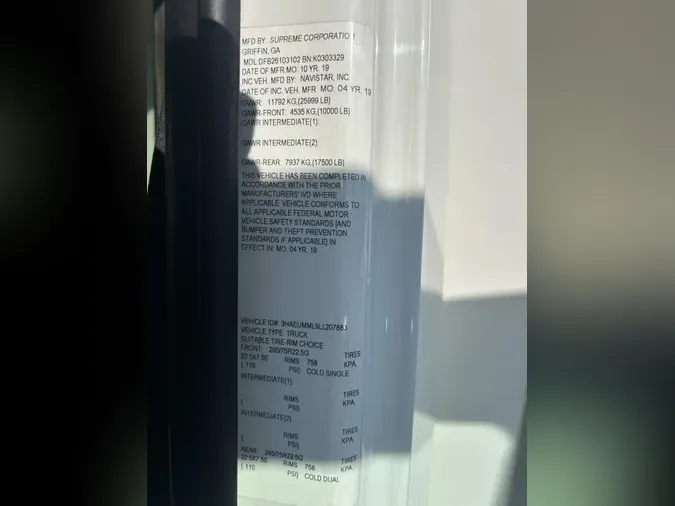 2020 International MV607