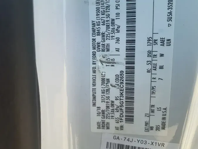 2019 FORD MOTOR COMPANY F-550 SUPER DUTY