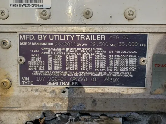 2012 UTILITY TRAILERS VS2DC 40/162/102