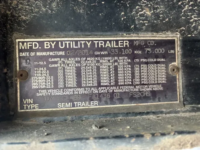 2015 UTILITY TRAILERS FS2CHS 48/102