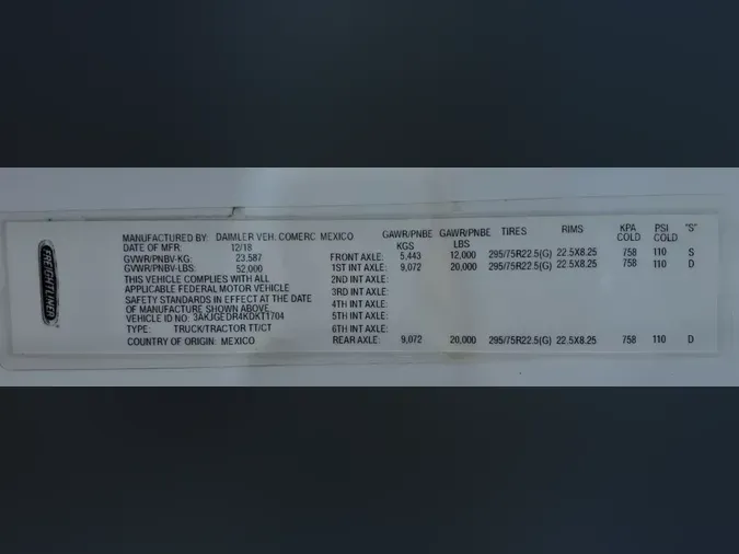 2019 FREIGHTLINER/MERCEDES CASCADIA 1259a09f2346ba0d97b53e4a663a3340fcd