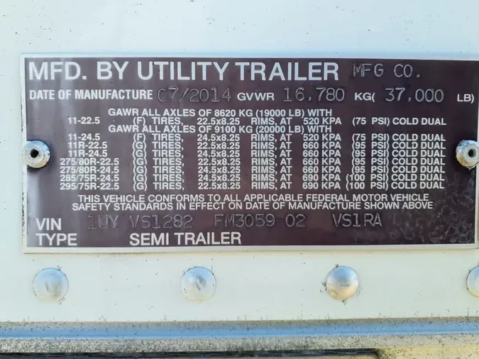 2015 UTILITY TRAILERS VS1RA 28/156/102