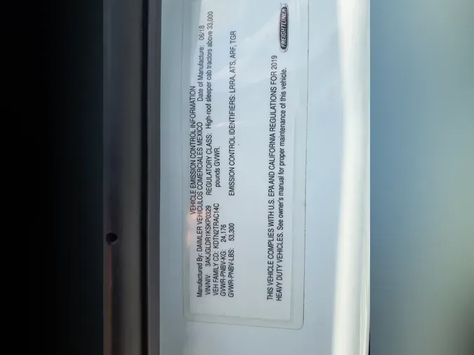 2019 FREIGHTLINER CASCADIA 125