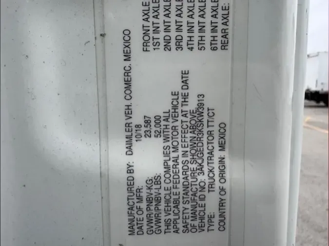 2019 FREIGHTLINER/MERCEDES CASCADIA 125