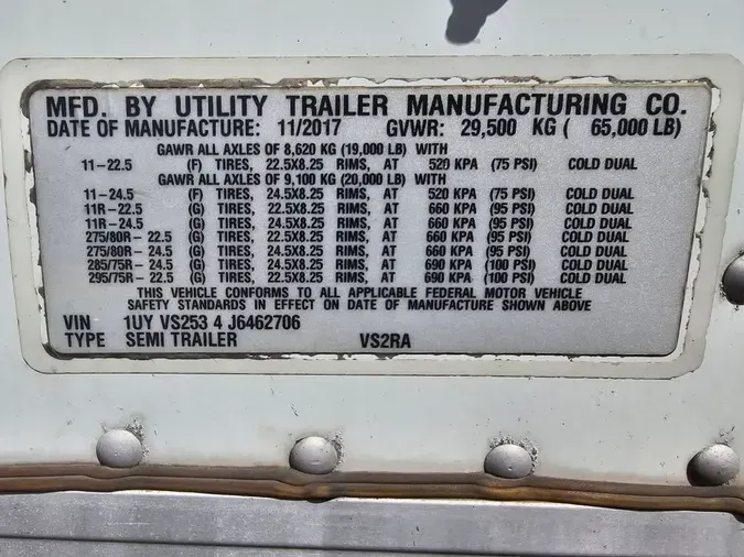 2018 UTILITY TRAILERS VS2RA 53/162/102a088e464724f30e8d4a13e27f1a9f993